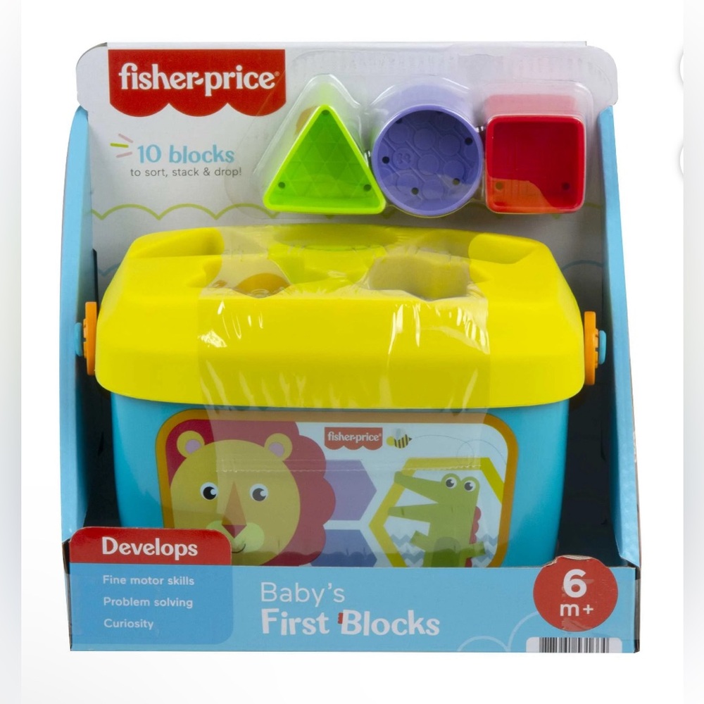 Fisher-Price Baby's First Blocks Sorting Toy with Storage Bucket - 12 pieces